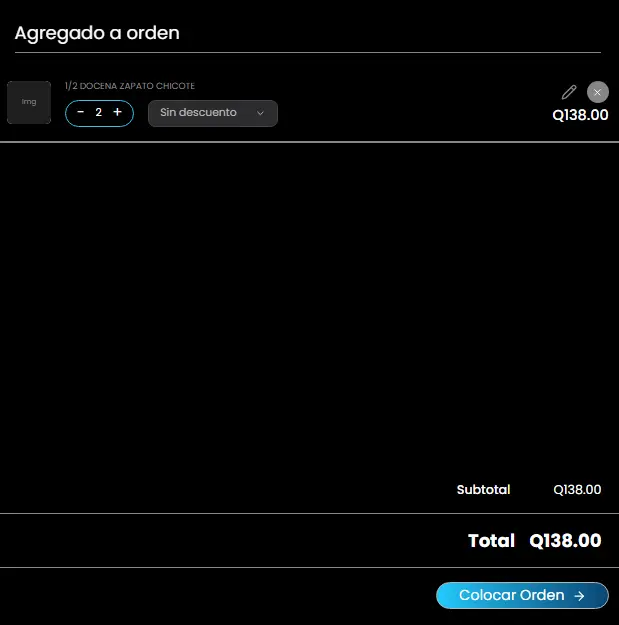 Agregando una orden