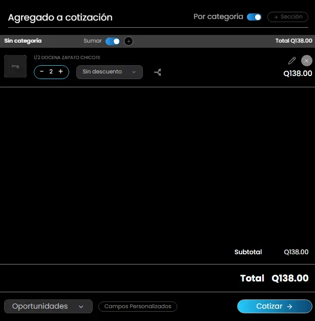 Agregando una cotización