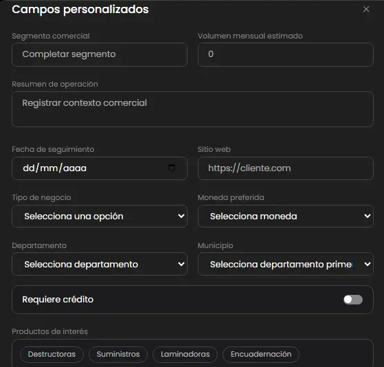 Campos personalizados