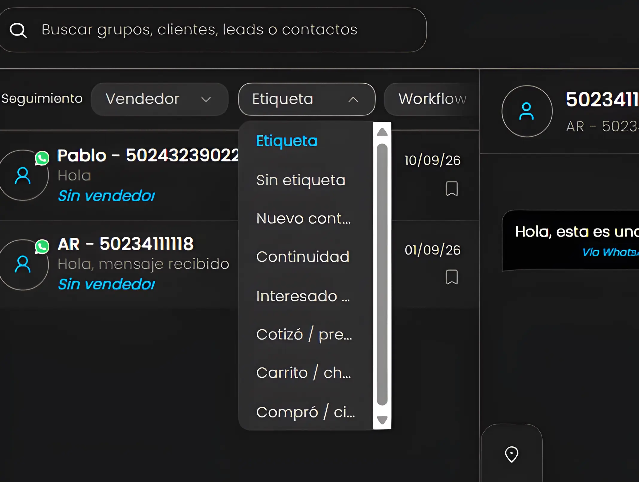 Filtros de Interacciones