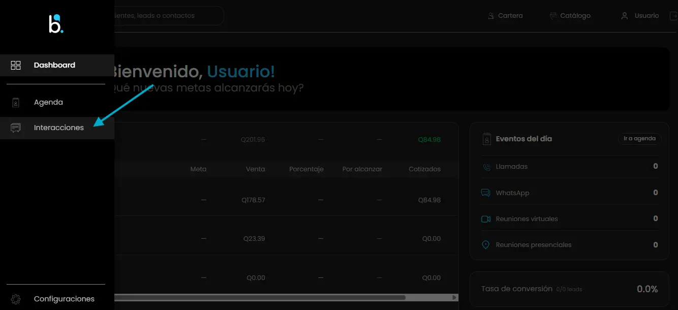 Botón de Interacciones