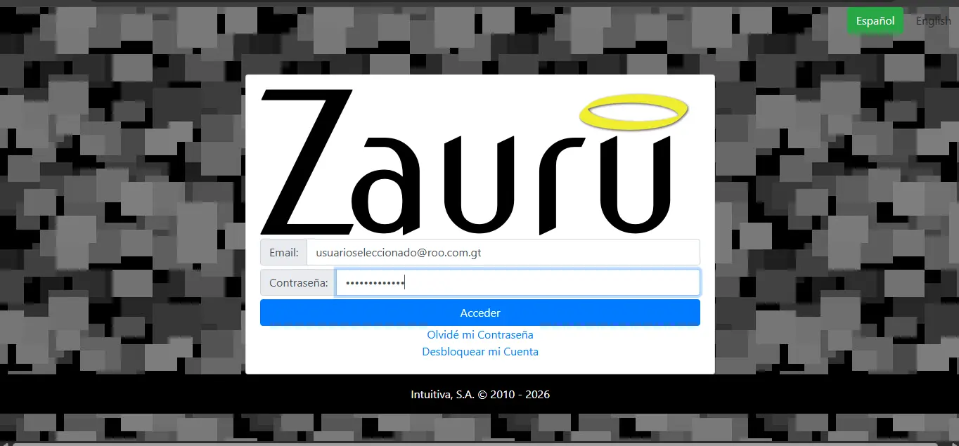 Ingresar los datos de Zauru.